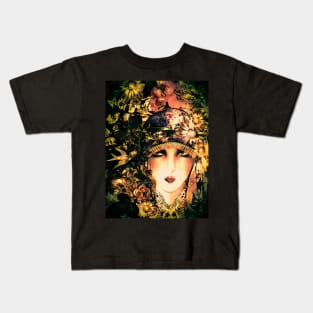 DARK NORTH FLORAL SPRING ART DECO FLAPPER COLLAGE POSTER PRINT Kids T-Shirt